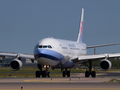 Airplane taxiing airport photo