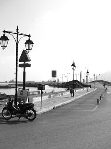 Black-white lamps coast photo