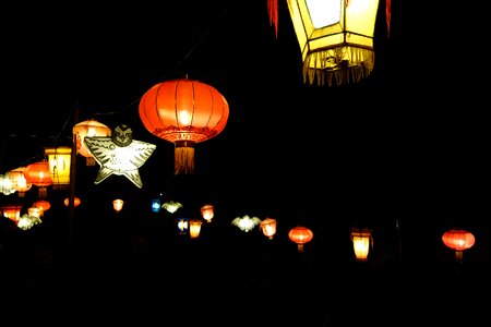 Chinese lanterns night garland photo