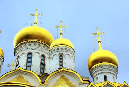 Golden domes church orthodox photo