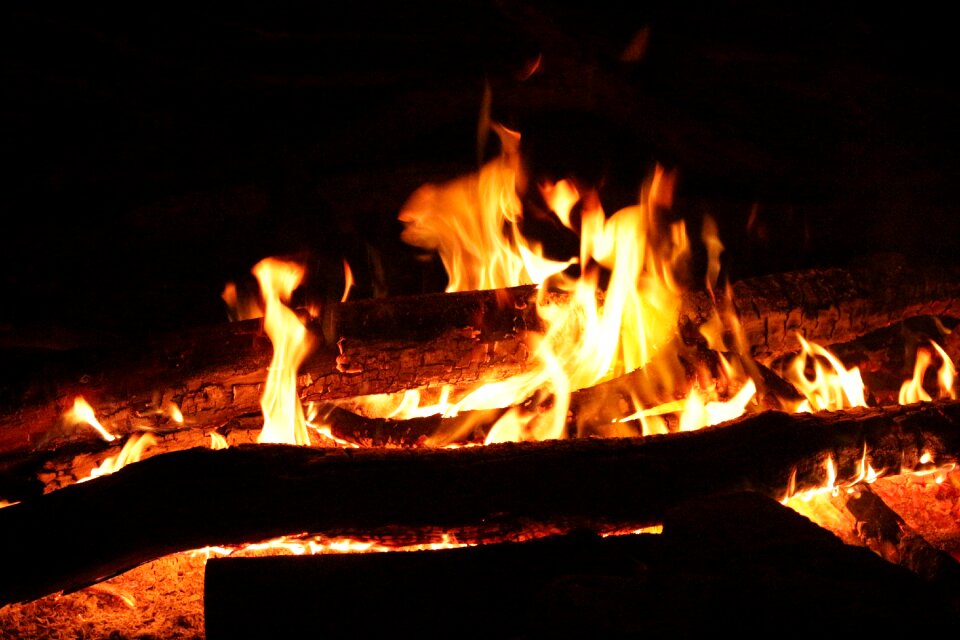 Flames glow hot