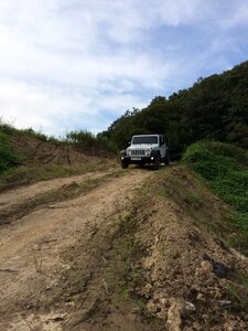 The wrangler crossing the rubicon off road