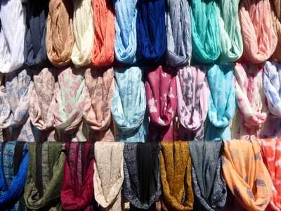 Scarf colorful market stall photo