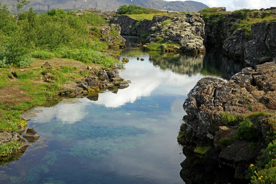Little lake volcanic rock idyllic