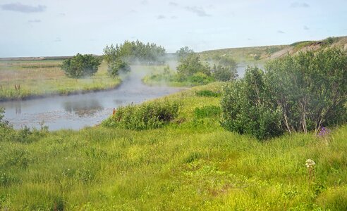 Volcanic sources of hot geothermal photo