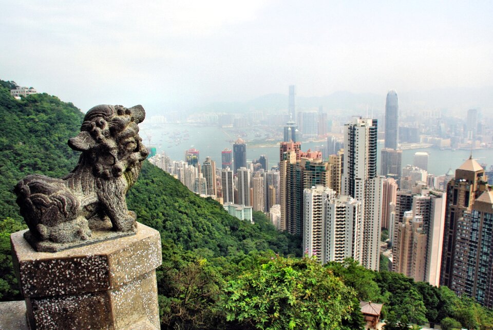 Skyscraper statue landscape