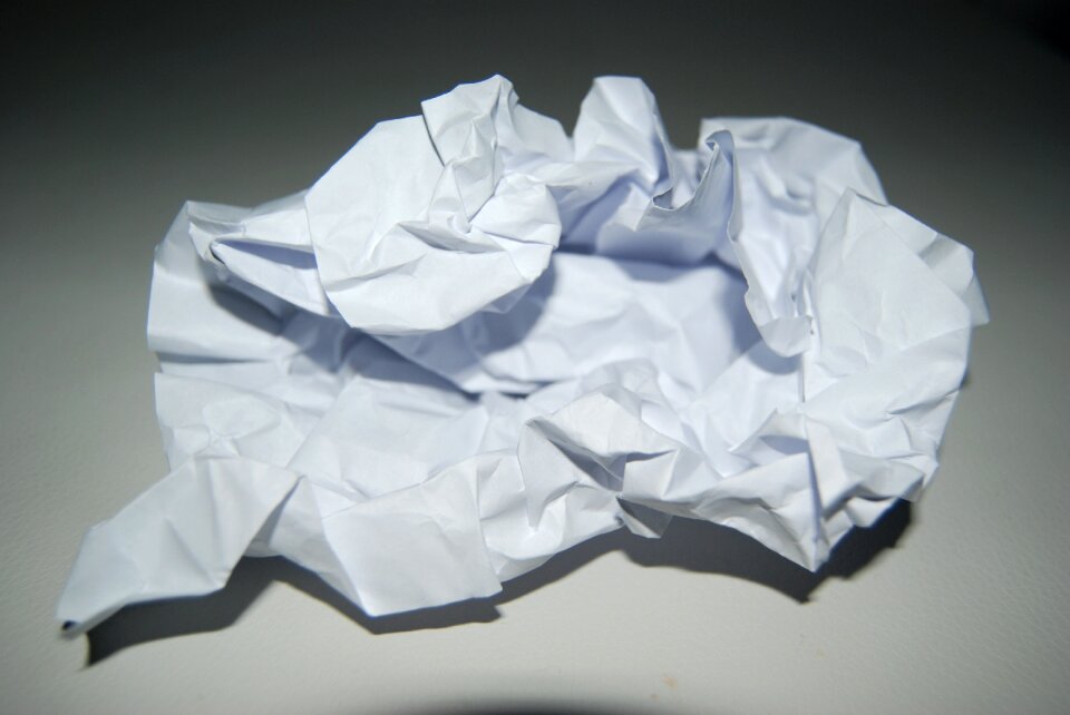 Close up crumpled stationery