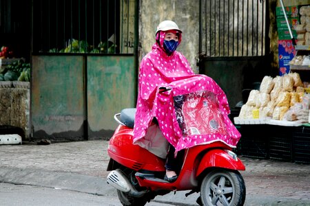 Vietnam woman on bike photo