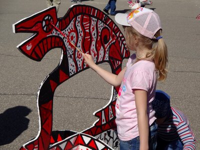 Street art children painting