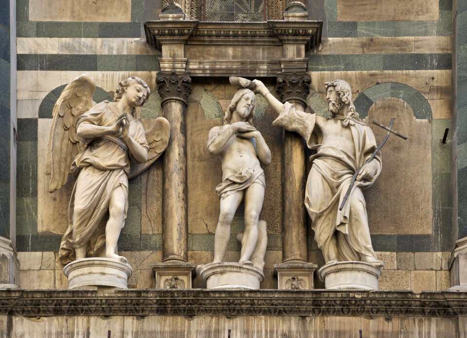 Replicas baptistery statues