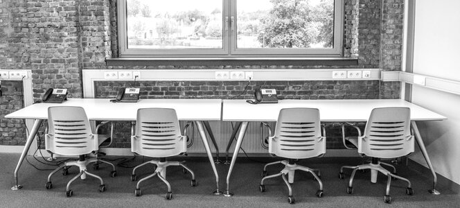 Interior gray desk gray interior photo