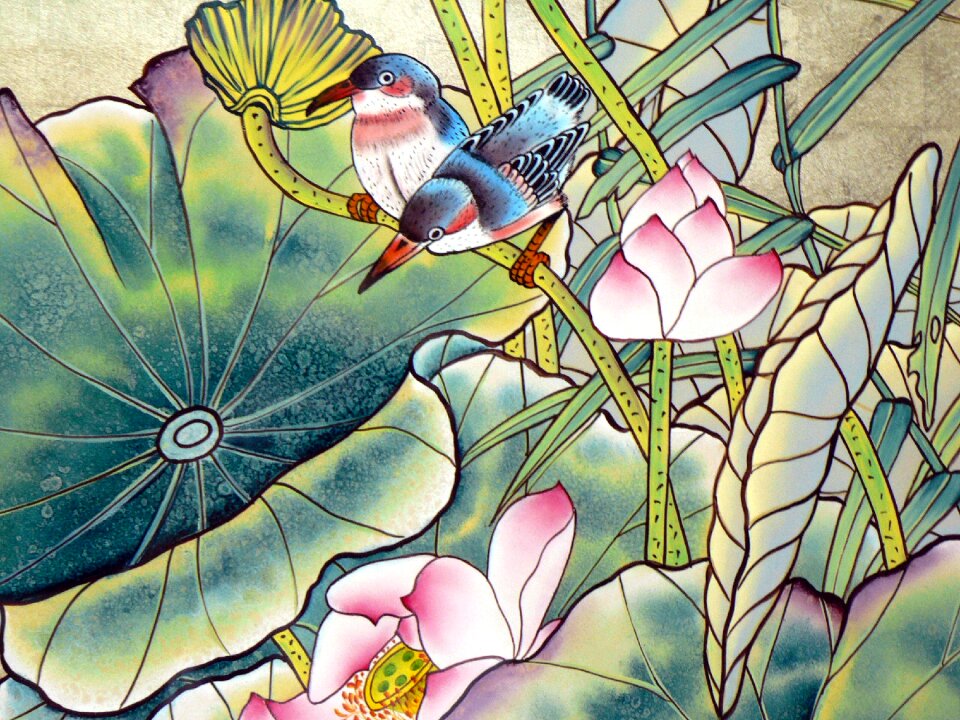 Silk painting decor typical