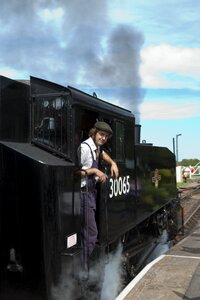 American shunting engine driver fireman under way