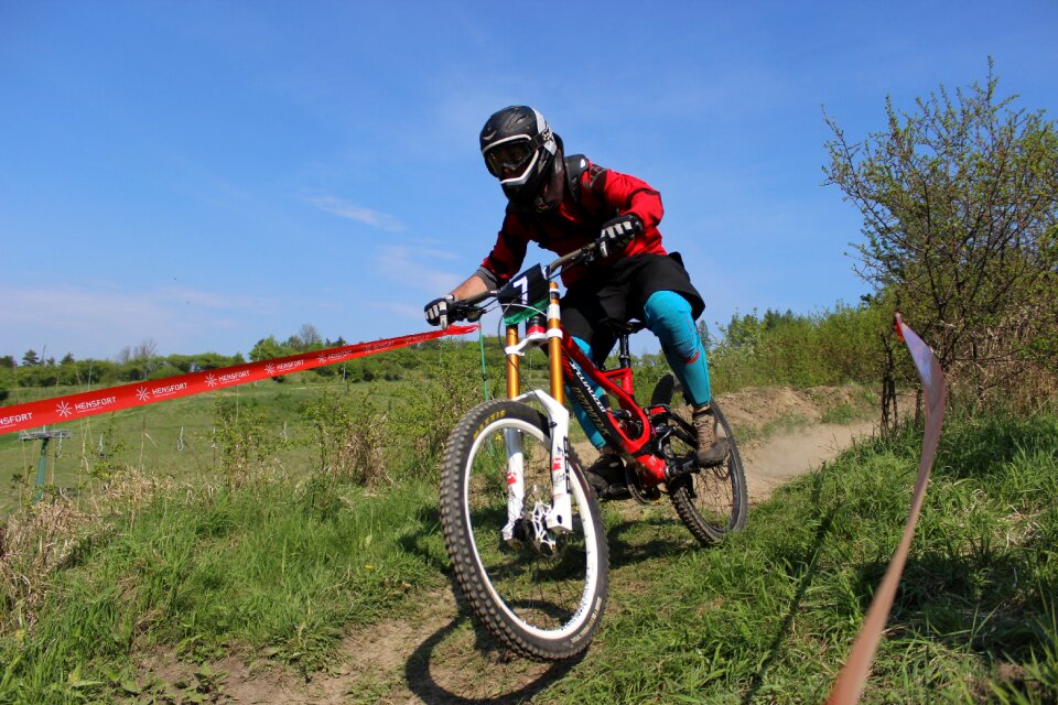 Race cyclist downhill