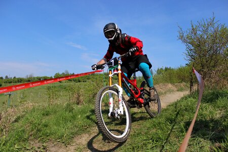 Race cyclist downhill