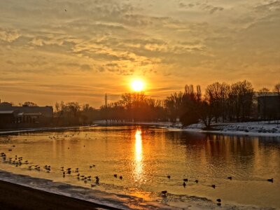Sunset evening water