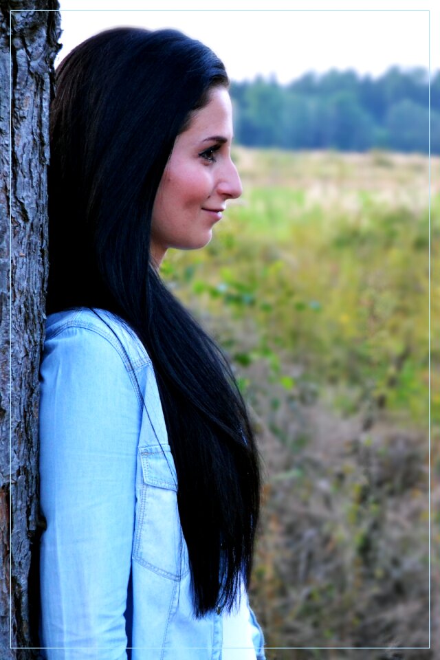 Brunette lady hair