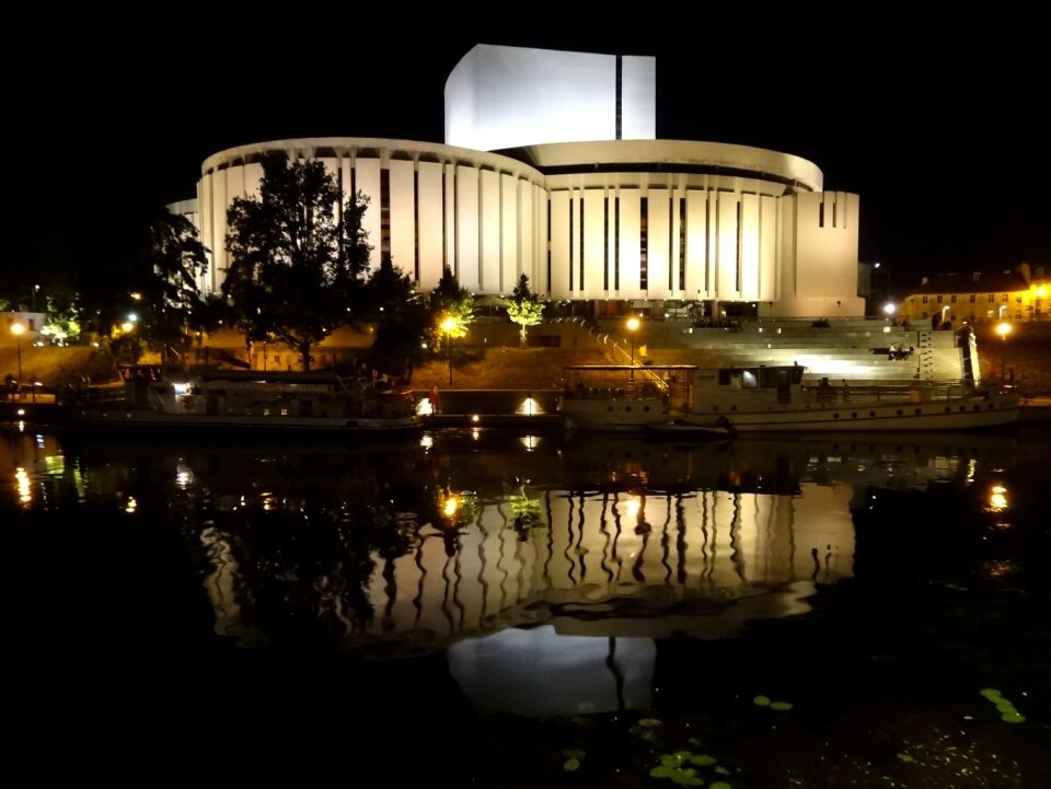 Poland night waterfront