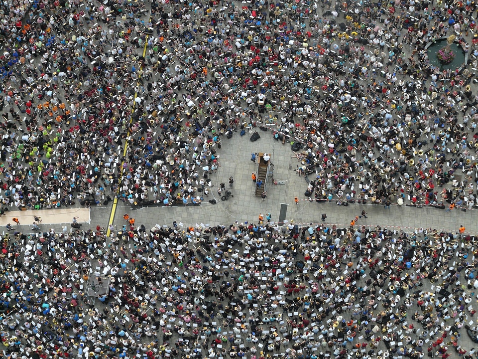 People meeting land trombone day