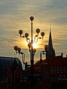 Silhouettes sunrise urban