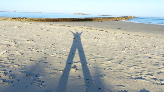 Shadow man human shadow in sand shadow play