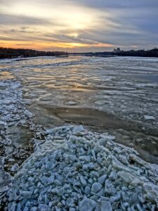 Winter ice sunset photo