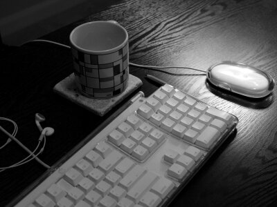 Gray keyboard gray mouse photo