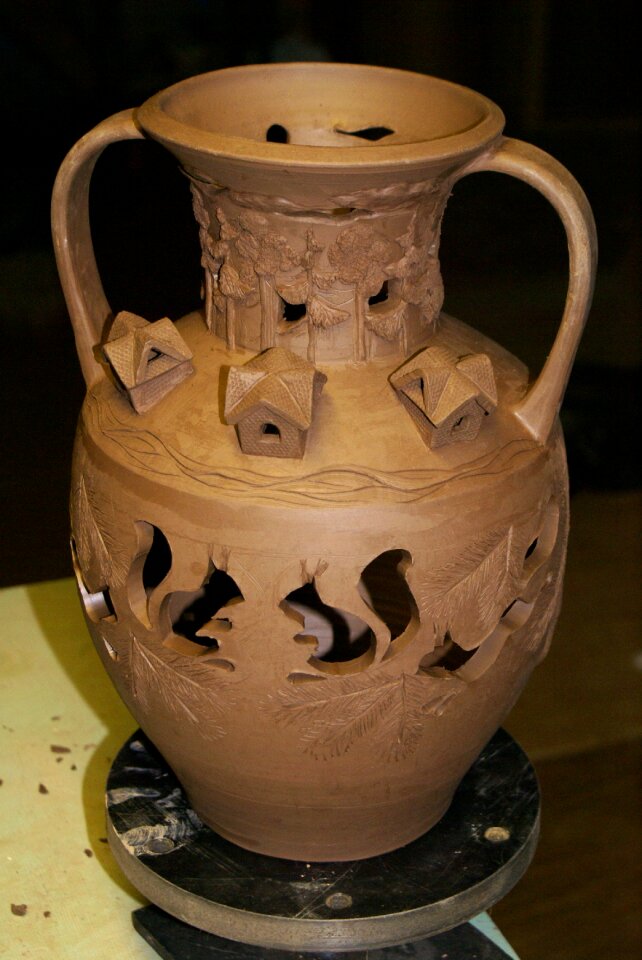 Ceramics clay pitcher