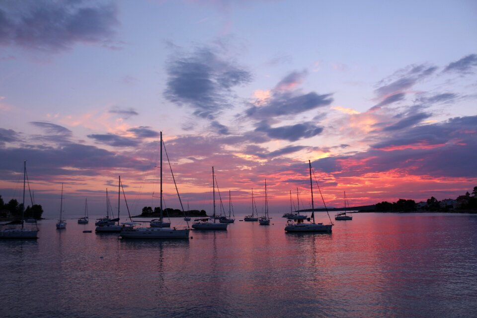 Boats evening sunset photo