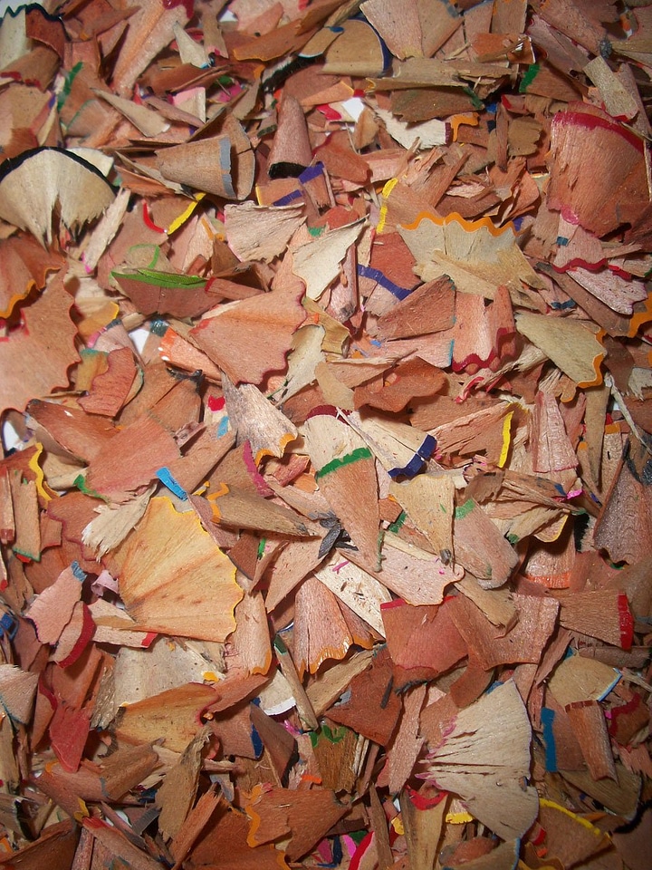 Pencil sharpening leftovers shavings wood chips