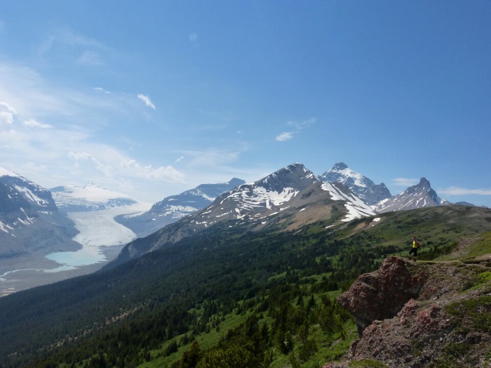 Landscape rocky mountains sky
