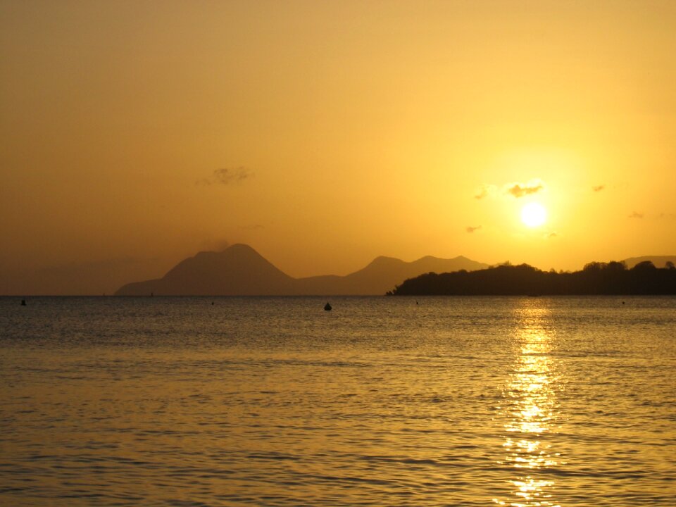 Sunset ocean martinique photo