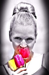 Woman flower facial