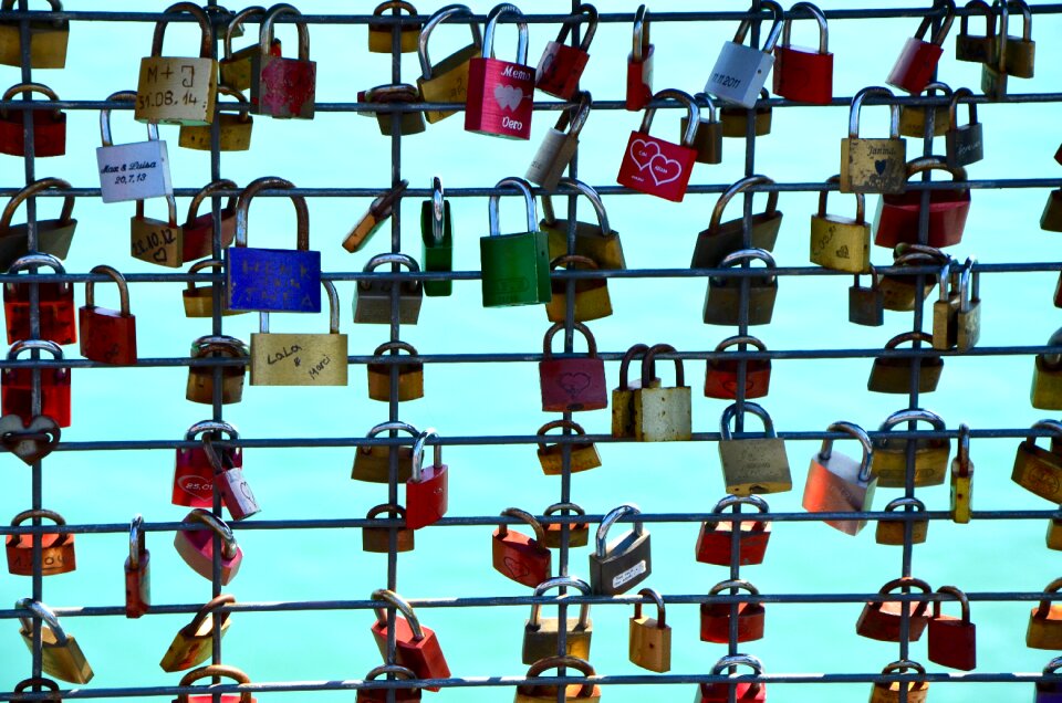 Padlocks bridge romantic