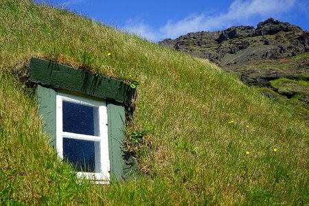 Grass roof green iceland photo