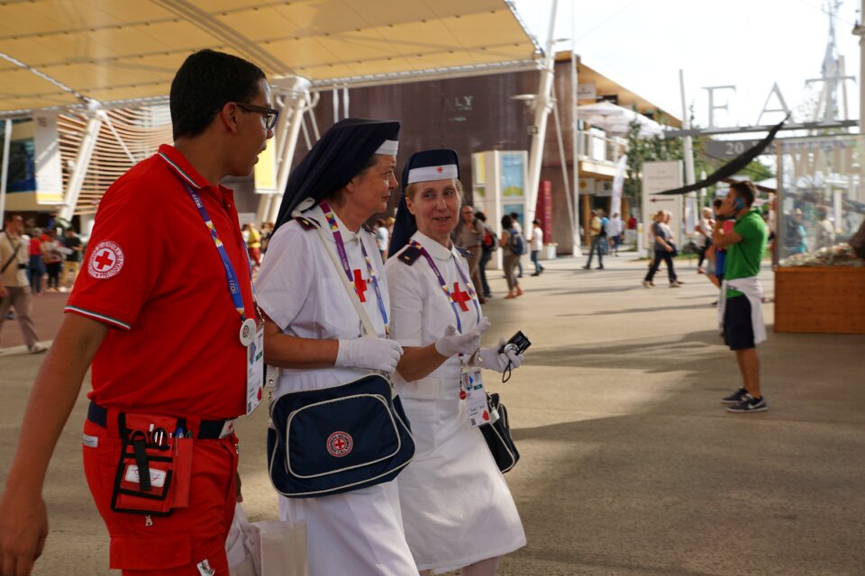 Red cross sister male nurse