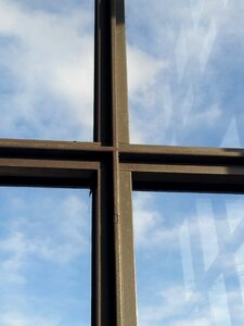 Old window glass sky