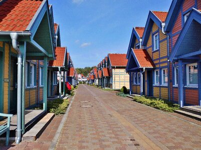 Real estate road terraced houses photo