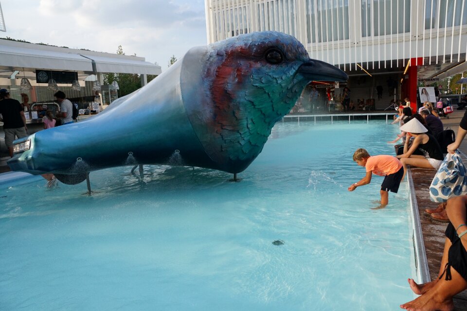Big bird fountain swimming pool