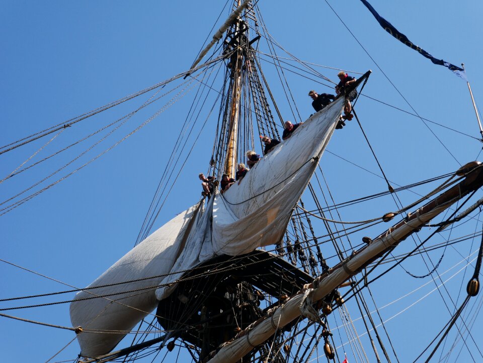 Sailors masts sailing ship