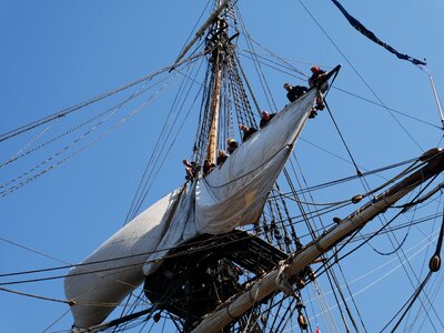Sailors masts sailing ship