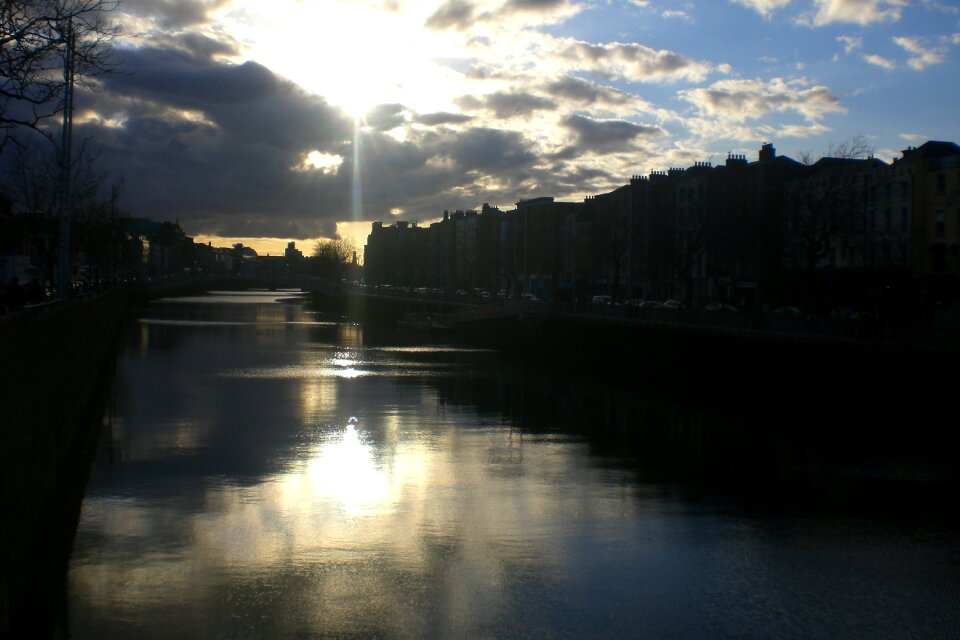 Reflections on the water light cloudy blue sky