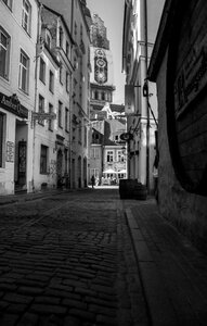 Cobblestone street historic center cobblestones