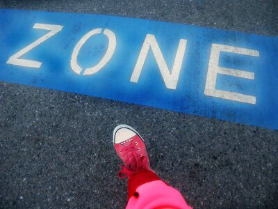 Pink blue tarmac photo