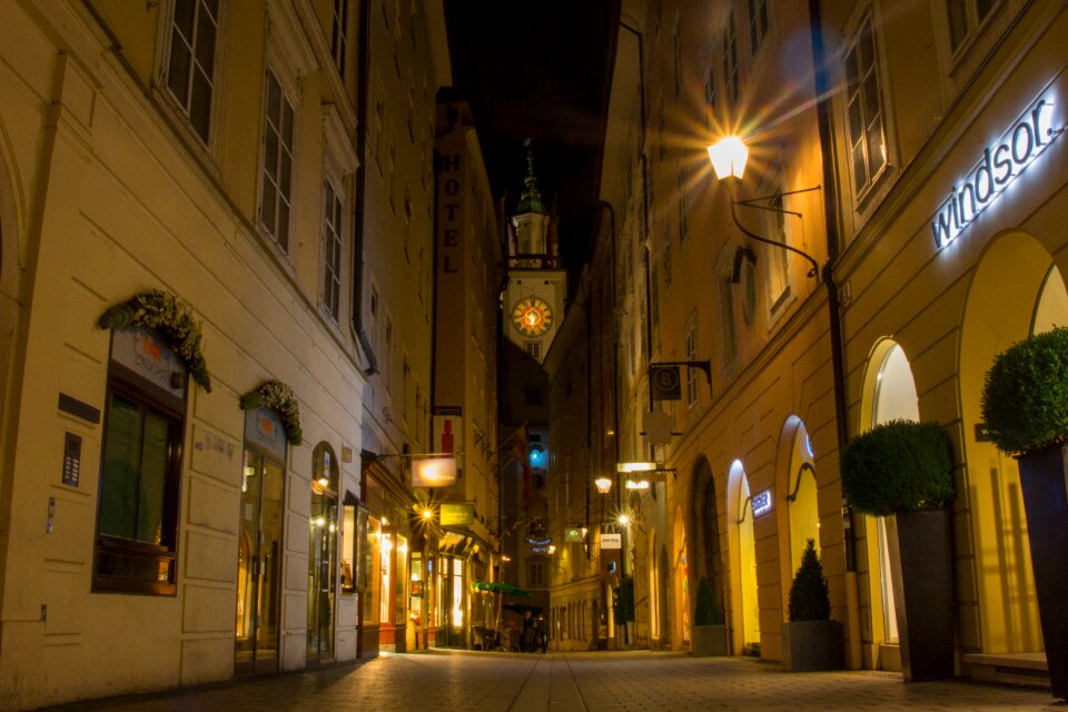 The city of mozart austria night photograph