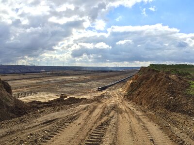 Open pit mining brown coal earth photo