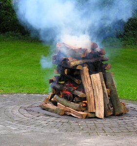 Beech wood potato fire potato roast photo