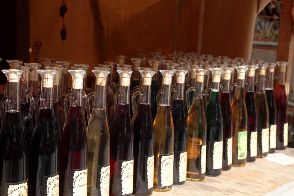 Glass bottles wine bottles old label