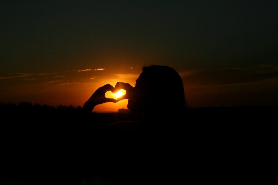 Silhouette heart shadow photo