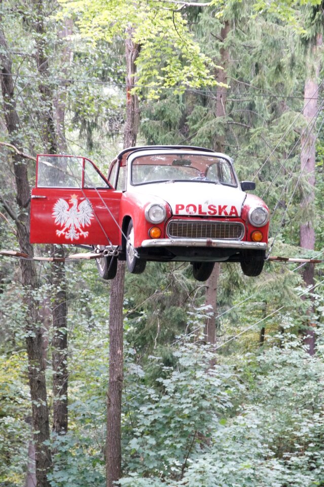 Forest poland car on strings